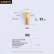 S-PARTS A3 Umbrella Head Step Series M5 Gold Titanium Screws for Motorcycles and Cars