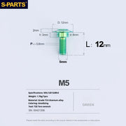S-PARTS A3 Umbrella Head Step Series M5 Green Titanium Screws for Motorcycles and Cars