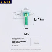 S-PARTS A3 Umbrella Head Step Series M5 Green Titanium Screws for Motorcycles and Cars