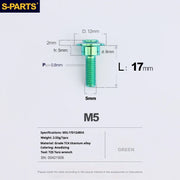 S-PARTS A3 Umbrella Head Step Series M5 Green Titanium Screws for Motorcycles and Cars