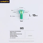 S-PARTS A3 Umbrella Head Step Series M5 Green Titanium Screws for Motorcycles and Cars