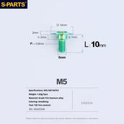 S-PARTS A3 Umbrella Head Step Series M5 Green Titanium Screws for Motorcycles and Cars