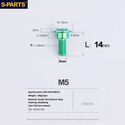 S-PARTS A3 Umbrella Head Step Series M5 Green Titanium Screws for Motorcycles and Cars