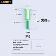 S-PARTS A3 Umbrella Head Step Series M5 Green Titanium Screws for Motorcycles and Cars