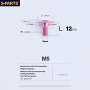 S-PARTS A3 Umbrella Head Step Series M5 Purple Titanium Screws for Motorcycles and Cars