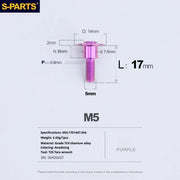 S-PARTS A3 Umbrella Head Step Series M5 Purple Titanium Screws for Motorcycles and Cars