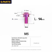 S-PARTS A3 Umbrella Head Step Series M5 Purple Titanium Screws for Motorcycles and Cars