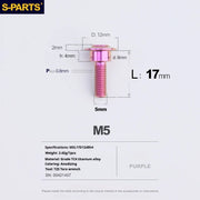 S-PARTS A3 Umbrella Head Step Series M5 Purple Titanium Screws for Motorcycles and Cars
