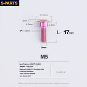 S-PARTS A3 Umbrella Head Step Series M5 Purple Titanium Screws for Motorcycles and Cars