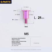S-PARTS A3 Umbrella Head Step Series M5 Purple Titanium Screws for Motorcycles and Cars