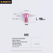 S-PARTS A3 Umbrella Head Step Series M5 Purple Titanium Screws for Motorcycles and Cars