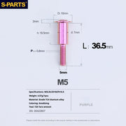 S-PARTS A3 Umbrella Head Step Series M5 Purple Titanium Screws for Motorcycles and Cars