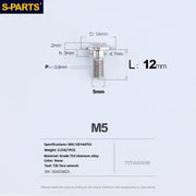 S-PARTS A3 Umbrella Head Step Series M5 Titanium Color Screws for Motorcycles and Cars