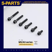 S-PARTS Black A3 Series M5 L06-95mm Titanium Screws for Motorcycles and Cars