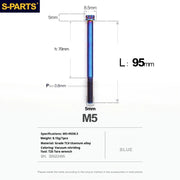 S-PARTS Blue A3 Series M5 L06-95mm Titanium Screws for Motorcycles and Cars
