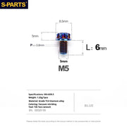 S-PARTS Blue A3 Series M5 L06-95mm Titanium Screws for Motorcycles and Cars