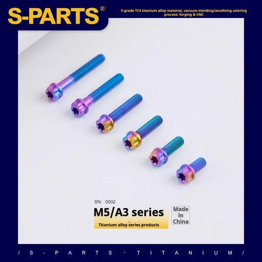 S-PARTS Candy Color A3 Series M5 L06-95mm Titanium Screws for Motorcycles and Cars