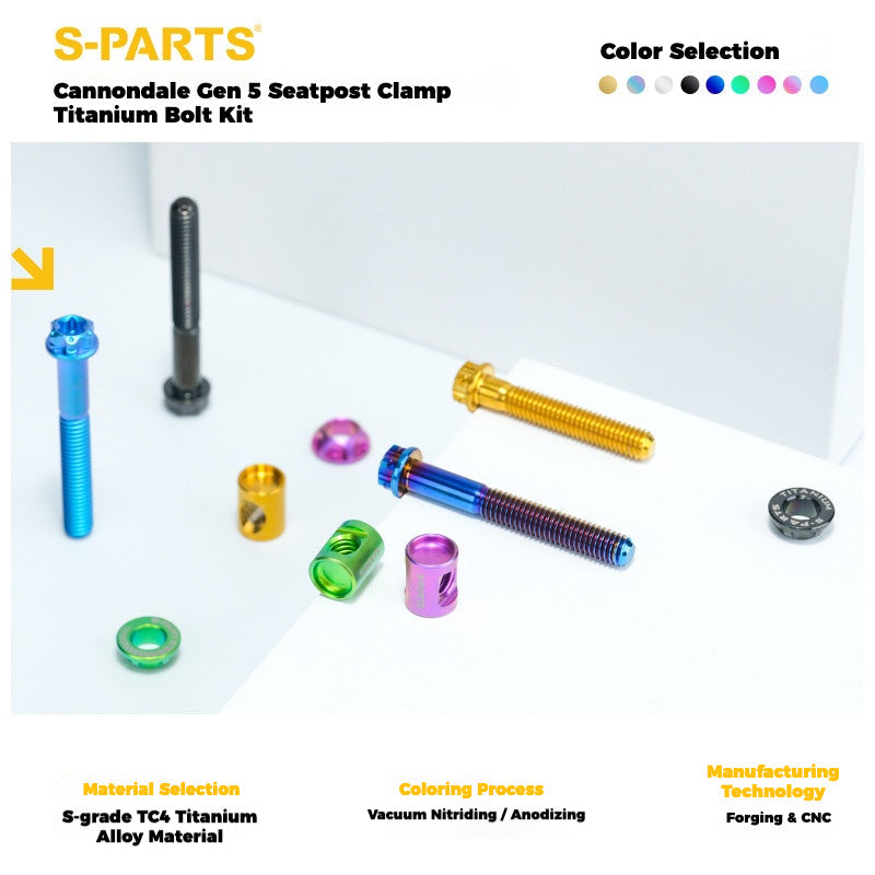 S-PARTS Cannondale SuperSix Gen 5 Titanium Seatpost Clamp Bolt Kit — TC4
