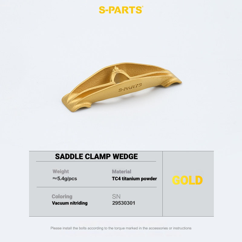 S-PARTS Cannondale SystemSix Gen 5 3D-Printed Titanium Saddle Clamp Yoke Kit Saddle Clamp Wedge(2pcs) Gold