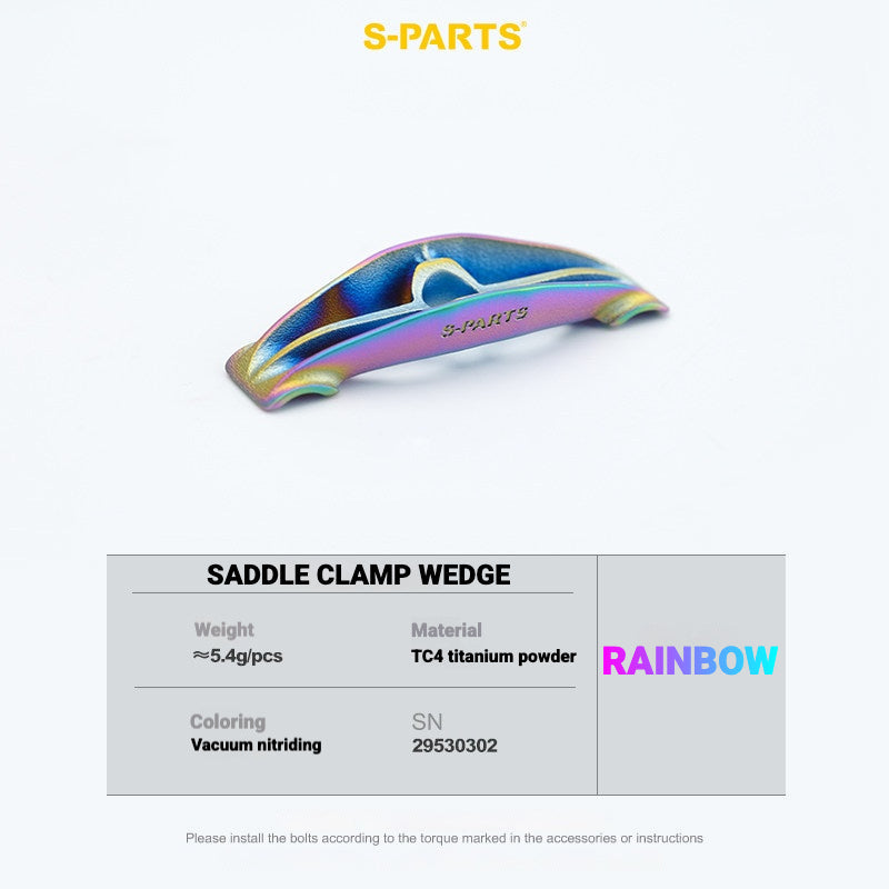 S-PARTS Cannondale SystemSix Gen 5 3D-Printed Titanium Saddle Clamp Yoke Kit Saddle Clamp Wedge(2pcs) Rainbow