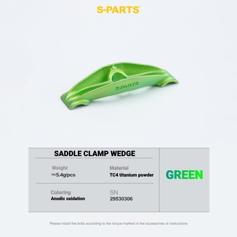 S-PARTS Cannondale SystemSix Gen 5 3D-Printed Titanium Saddle Clamp Yoke Kit Saddle Clamp Wedge(2pcs) Green