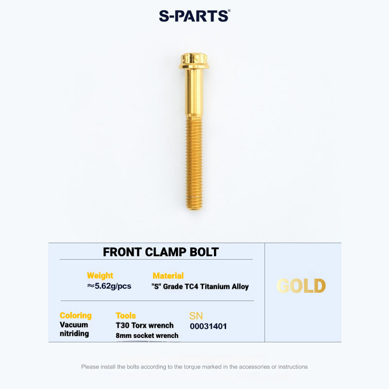 S-PARTS Cannondale SystemSix Gen 5 3D-Printed Titanium Saddle Clamp Yoke Kit Front Clamp Bolt Gold