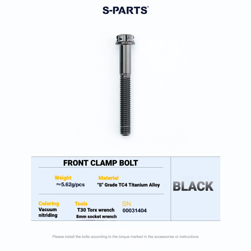 S-PARTS Cannondale SystemSix Gen 5 3D-Printed Titanium Saddle Clamp Yoke Kit Front Clamp Bolt Black