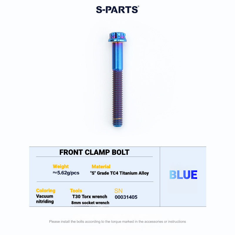 S-PARTS Cannondale SystemSix Gen 5 3D-Printed Titanium Saddle Clamp Yoke Kit Front Clamp Bolt Blue