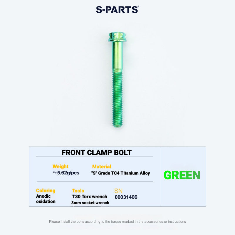 S-PARTS Cannondale SystemSix Gen 5 3D-Printed Titanium Saddle Clamp Yoke Kit Green