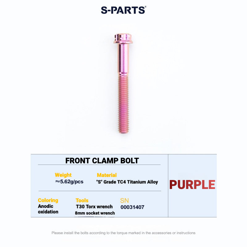 S-PARTS Cannondale SystemSix Gen 5 3D-Printed Titanium Saddle Clamp Yoke Kit Front Clamp Bolt Purple