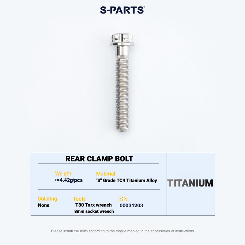 S-PARTS Cannondale SystemSix Gen 5 3D-Printed Titanium Saddle Clamp Yoke Kit Rear Clamp Bolt