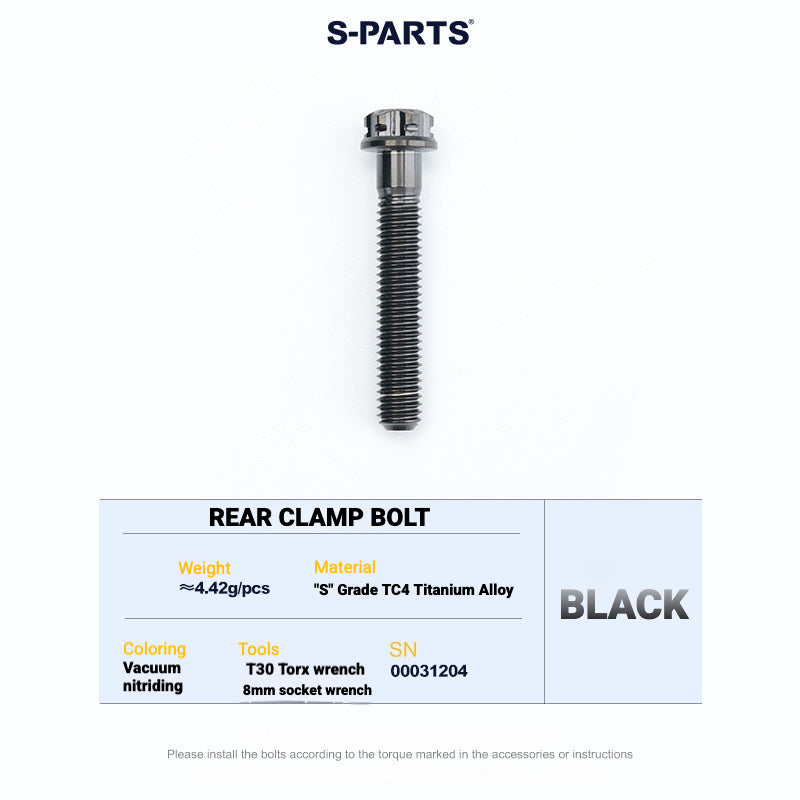 S-PARTS Cannondale SystemSix Gen 5 3D-Printed Titanium Saddle Clamp Yoke Kit Rear Clamp Bolt Black