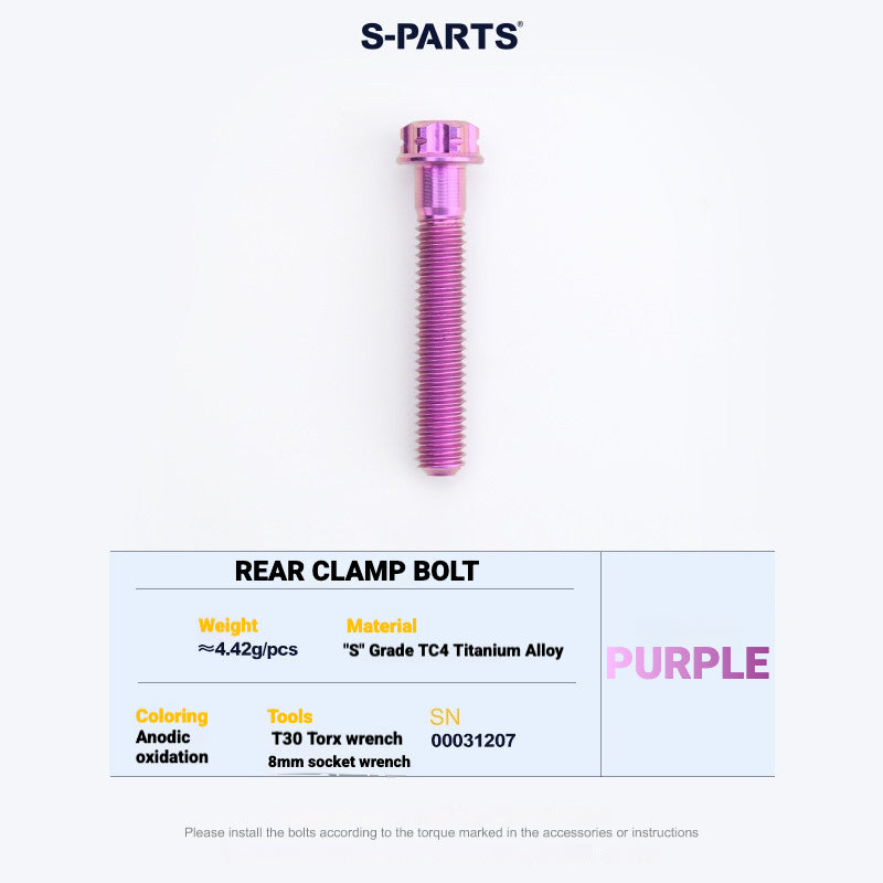 S-PARTS Cannondale SystemSix Gen 5 3D-Printed Titanium Saddle Clamp Yoke Kit Rear Clamp Bolt Purple