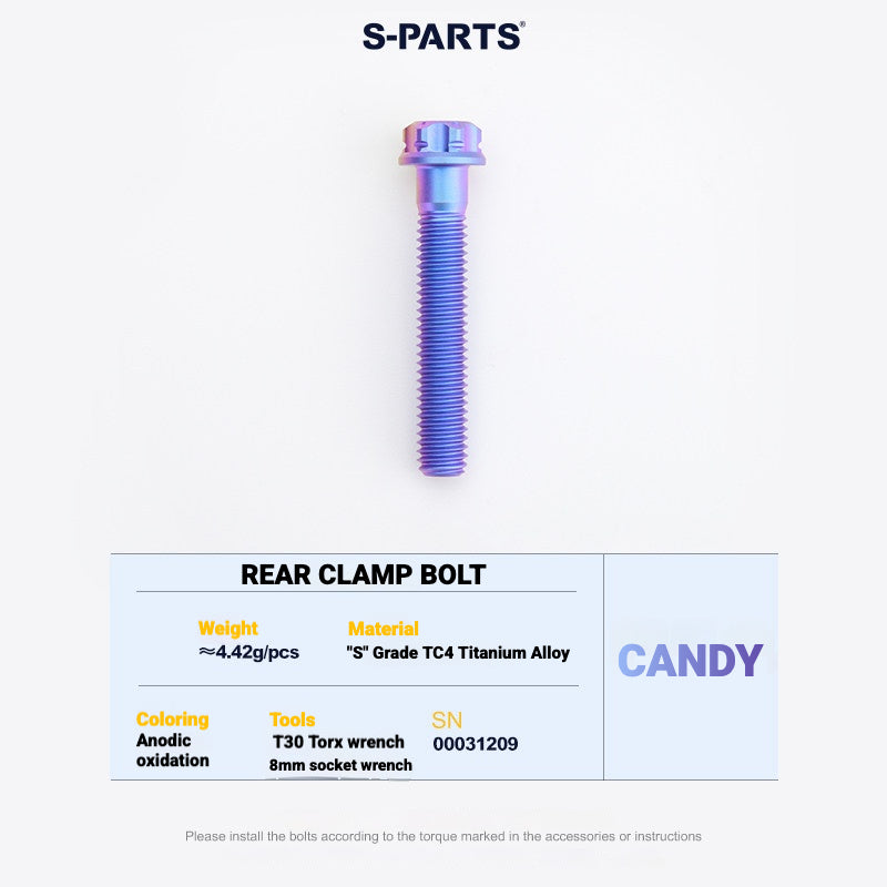 S-PARTS Cannondale SystemSix Gen 5 3D-Printed Titanium Saddle Clamp Yoke Kit Rear Clamp Bolt Candy
