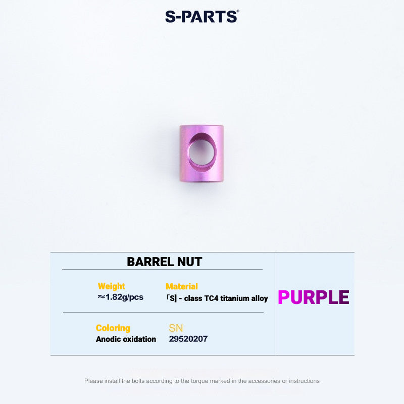 S-PARTS Cannondale SystemSix Gen 5 3D-Printed Titanium Saddle Clamp Yoke Kit Barrel Nut (2pcs) Purple
