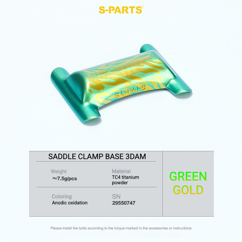 S-PARTS Cannondale SystemSix Gen 5 3D-Printed Titanium Saddle Clamp Yoke Kit Saddle Clamp Base Green Gold