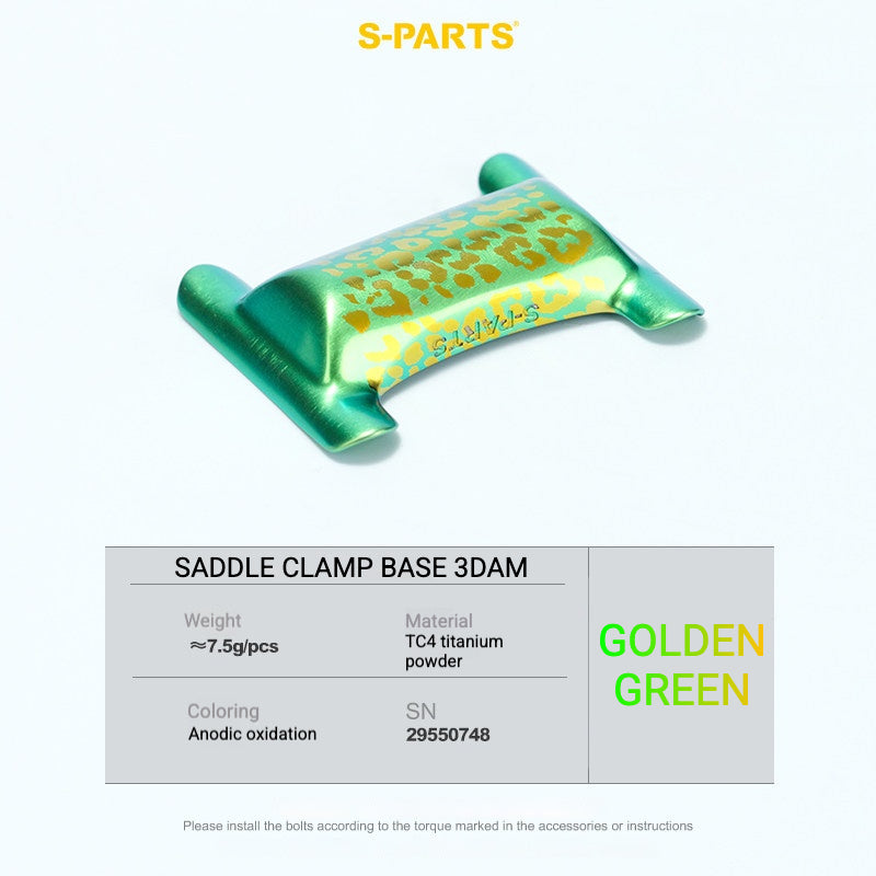 S-PARTS Cannondale SystemSix Gen 5 3D-Printed Titanium Saddle Clamp Yoke Kit Saddle Clamp Base Golden Green