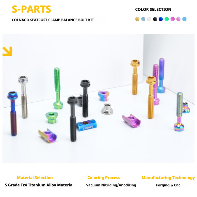 S-PARTS Colnago Y1 / V5RS Titanium Seatpost Balance Bolt Kit — Straight / Rear-Offset