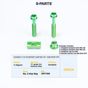S-PARTS Colnago Y1 / V5RS Titanium Seatpost Balance Bolt Kit — Straight / Rear-Offset Green