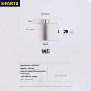 S-PARTS Column Head Series M5 L10-80mm Titanium Screws