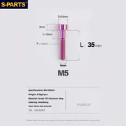 S-PARTS Column Head Series M5 L10-80mm Titanium Screws