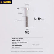 S-PARTS Column Head Series M5 L10-80mm Titanium Screws