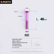 S-PARTS Countersunk Head Series M5 L06-55mm Titanium Screws