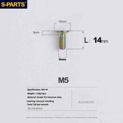 S-PARTS Countersunk Head Series M5 L06-55mm Titanium Screws