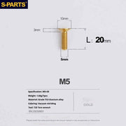 S-PARTS Countersunk Head Series M5 L06-55mm Titanium Screws