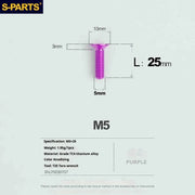 S-PARTS Countersunk Head Series M5 L06-55mm Titanium Screws