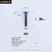 S-PARTS Countersunk Head Series M5 L06-55mm Titanium Screws