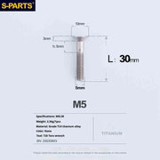 S-PARTS Countersunk Head Series M5 L06-55mm Titanium Screws