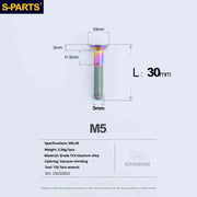 S-PARTS Countersunk Head Series M5 L06-55mm Titanium Screws