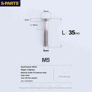 S-PARTS Countersunk Head Series M5 L06-55mm Titanium Screws